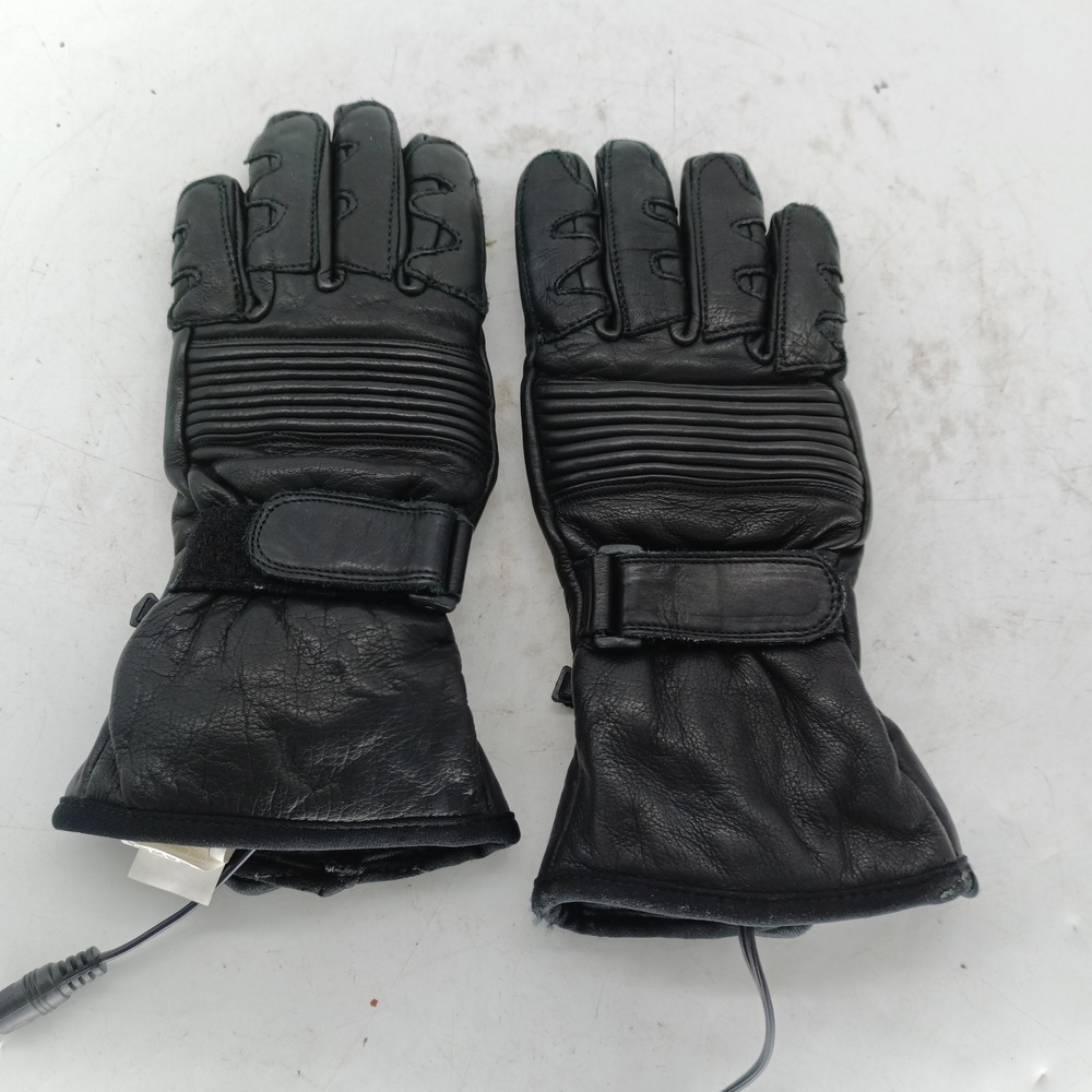 First Gear Heated Leather Motorcycle Gloves Black Size Small  F3 No Charger  c1